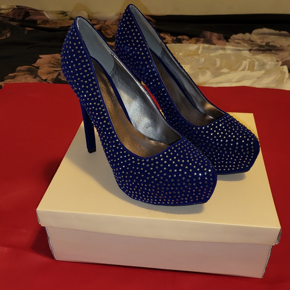 Royal Blue Studded Platform Heels